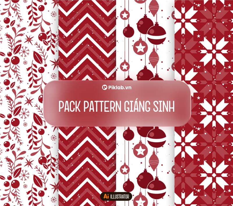 Noel Christmas Design Pattern Pack, Bộ Pattern Hoa Văn Giáng Sinh Đẹp Cho Thiết Kế, Họa Tiết Bóng Trang Trí